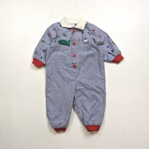 Vintage Liberty Jumpsuit Baby Boys Size 6-9m Chambray Tools